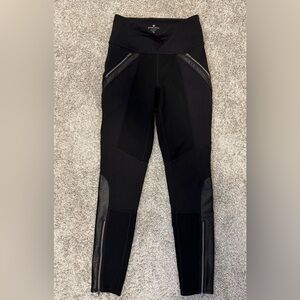 Athleta Luxe Ponte Leggings Pants Black Faux Leather Size XS